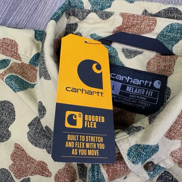 Carhartt Rugged Flex Button Up Shirt Relaxed Fit Duck Camo Mens L Large NWT - Picture 6 of 15